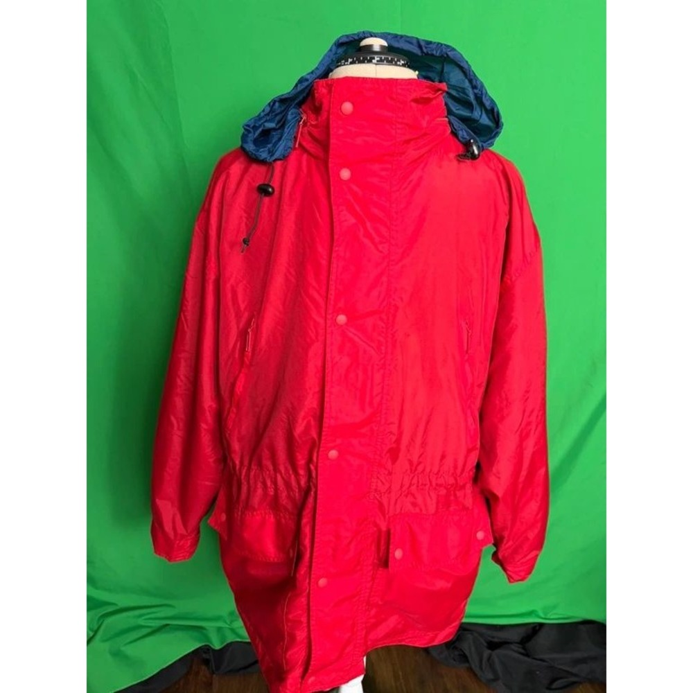 Brooks Brothers Men's L Red Navy 3-in-1 Parka Removable Liner Hood Coat